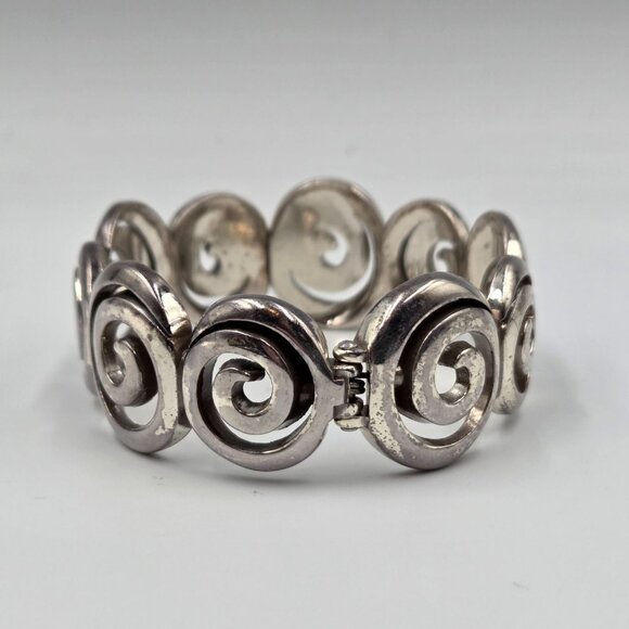 Brighton Vertigo Silver Hinged Swirl Magnetic Close Bangle Bracelet READ - Picture 3 of 7